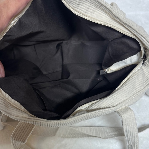 Elegant Cream Corduroy Women's Tote Bag - Picture 11 of 12